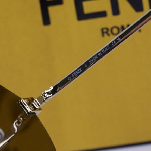 Fendi FE40060U 10G FENDI SKY Round Sunglasses - Gold/Brown Mirror - Picture 7 of 9